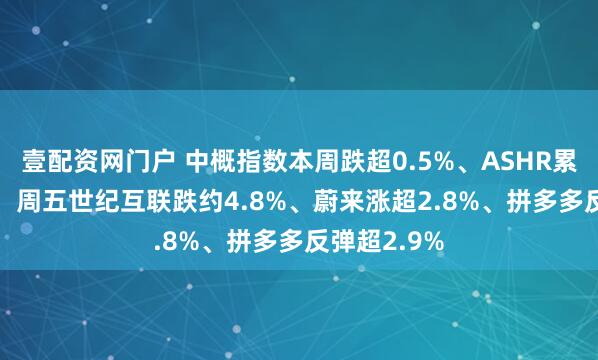 壹配资网门户 中概指数本周跌超0.5%、ASHR累涨超1.2%，周五世纪互联跌约4.8%、蔚来涨超2.8%、拼多多反弹超2.9%